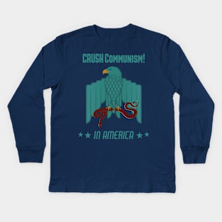 Crush Communism in America Blue Eagle and Snake Anti Communism V.2 Kids Long Sleeve T-Shirt